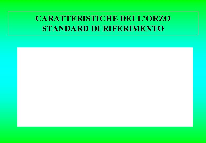 CARATTERISTICHE DELL’ORZO STANDARD DI RIFERIMENTO 