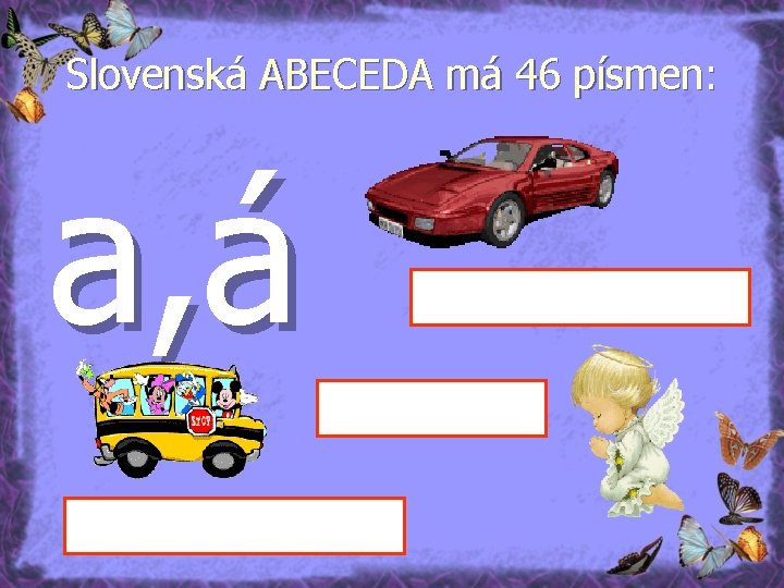 Slovenská ABECEDA má 46 písmen: a, á 