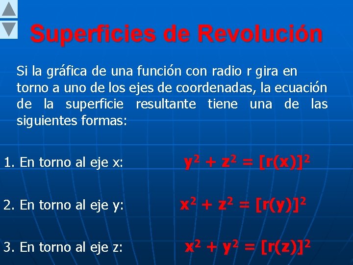 Superficies de Revolución Si la gráfica de una función con radio r gira en