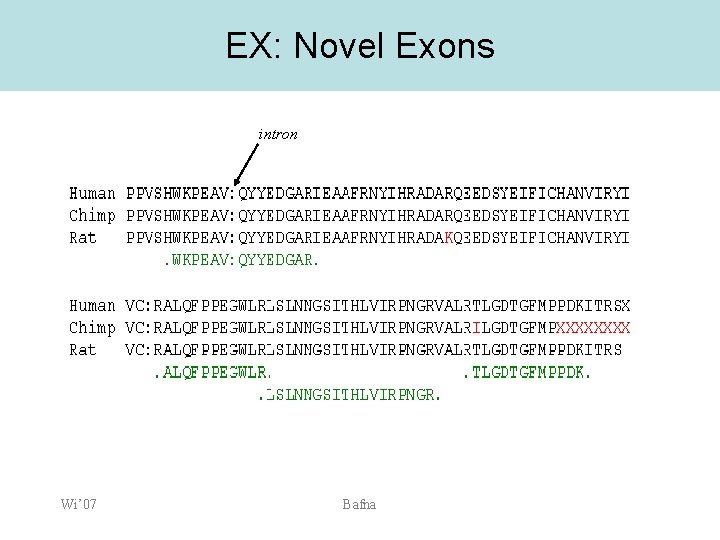 EX: Novel Exons intron Wi’ 07 Bafna 
