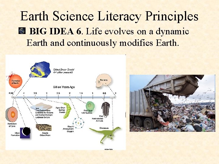 Earth Science Literacy Principles BIG IDEA 6. Life evolves on a dynamic Earth and