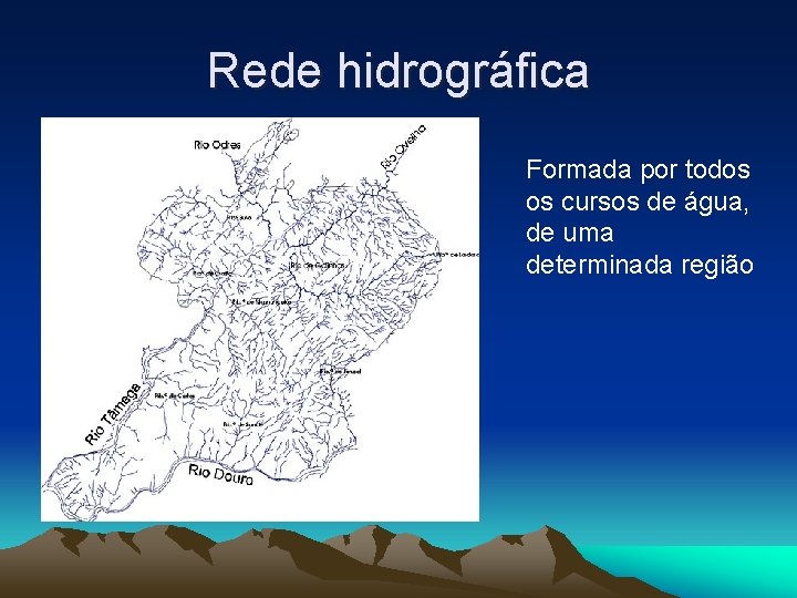Rede hidrográfica Formada por todos os cursos de água, de uma determinada região 
