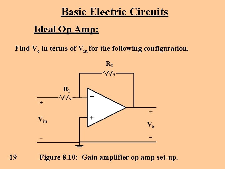 Basic Electric Circuits Ideal Op Amp: Find Vo in terms of Vin for the