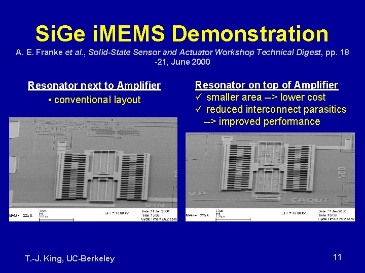 Si. Ge i. MEMS Demonstration A. E. Franke et al. , Solid-State Sensor and