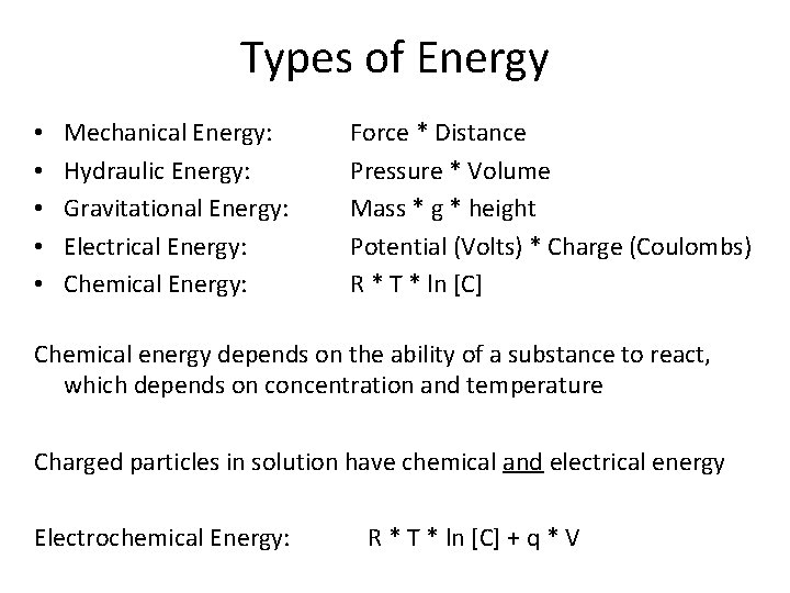 Types of Energy • • • Mechanical Energy: Hydraulic Energy: Gravitational Energy: Electrical Energy: