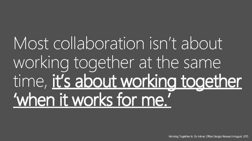 Most collaboration isn’t about working together at the same time, it’s about working together