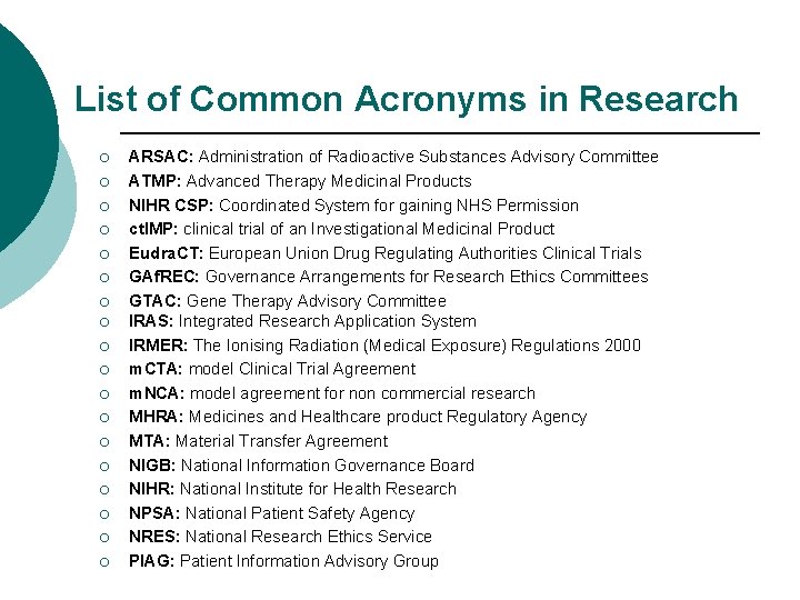 List of Common Acronyms in Research ¡ ¡ ¡ ¡ ¡ 49 ¡ ARSAC: