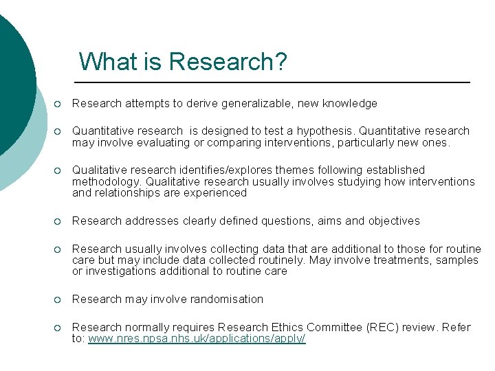 What is Research? ¡ Research attempts to derive generalizable, new knowledge ¡ Quantitative research