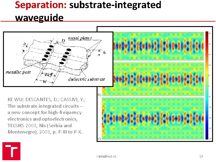 Separation: substrate-integrated waveguide KE WU; DESCANTES, D. ; CASSIVI, Y. ; The substrate integrated