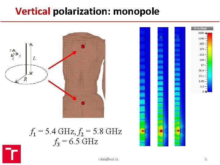 Vertical polarization: monopole f 1 = 5. 4 GHz, f 2 = 5. 8
