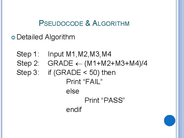 PSEUDOCODE & ALGORITHM Detailed Step 1: Step 2: Step 3: Algorithm Input M 1,