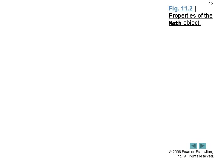 15 Fig. 11. 2 | Properties of the Math object. 2008 Pearson Education, Inc.