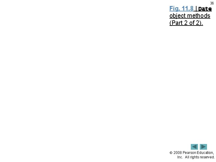 36 Fig. 11. 8 | Date object methods (Part 2 of 2). 2008 Pearson