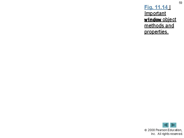 Fig. 11. 14 | Important window object methods and properties. 59 2008 Pearson Education,