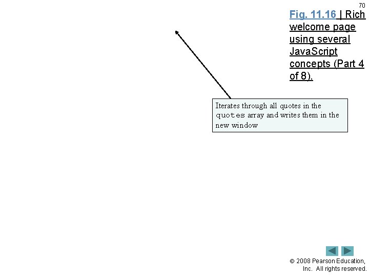 70 Fig. 11. 16 | Rich welcome page using several Java. Script concepts (Part