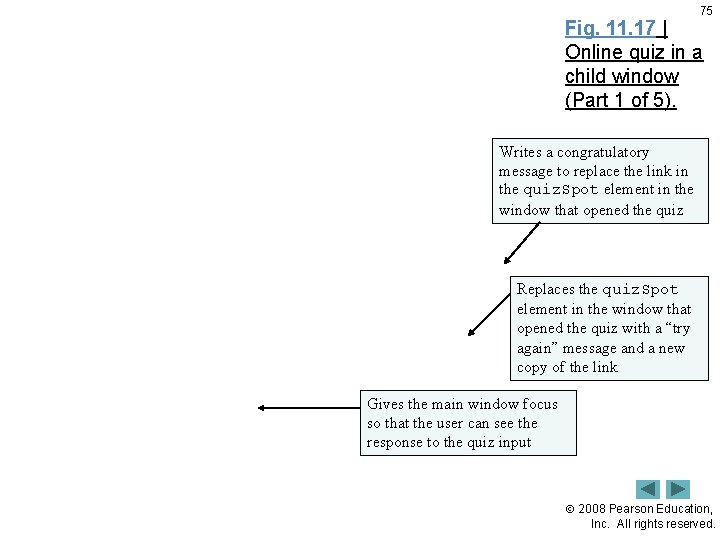 75 Fig. 11. 17 | Online quiz in a child window (Part 1 of