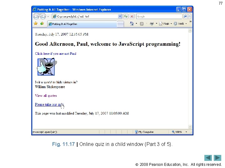 77 Fig. 11. 17 | Online quiz in a child window (Part 3 of