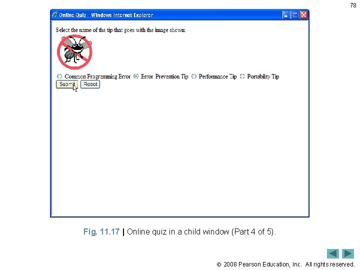 78 Fig. 11. 17 | Online quiz in a child window (Part 4 of