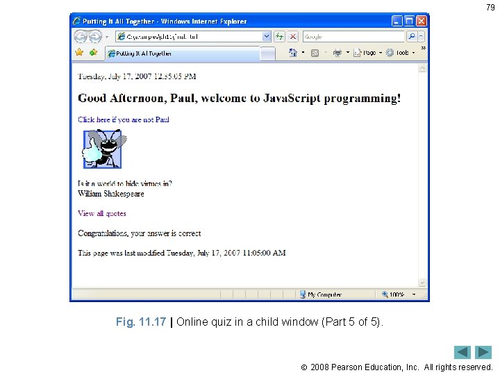79 Fig. 11. 17 | Online quiz in a child window (Part 5 of