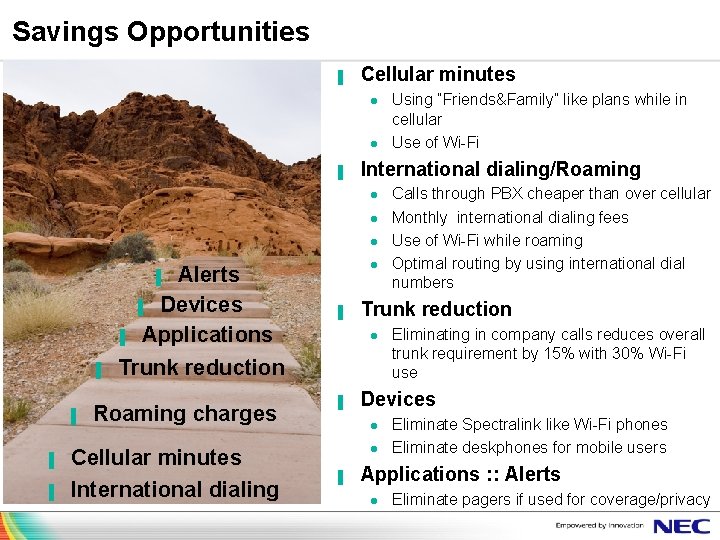 Savings Opportunities ▐ Cellular minutes l l ▐ International dialing/Roaming l l l Alerts