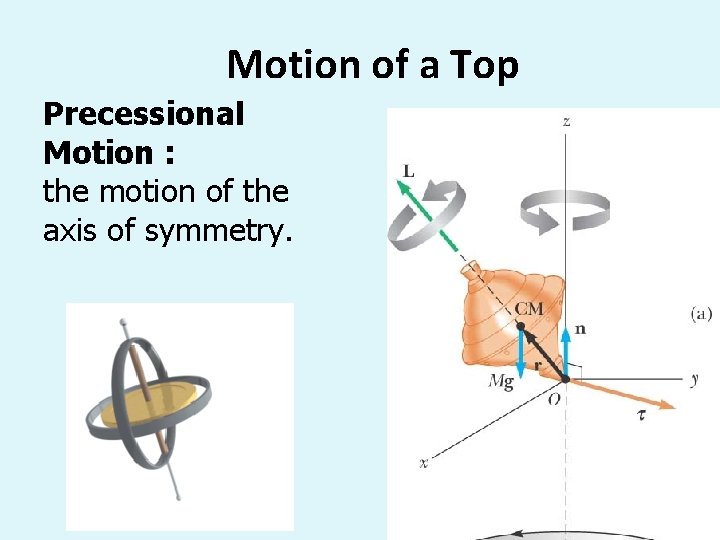 Motion of a Top Precessional Motion : the motion of the axis of symmetry.