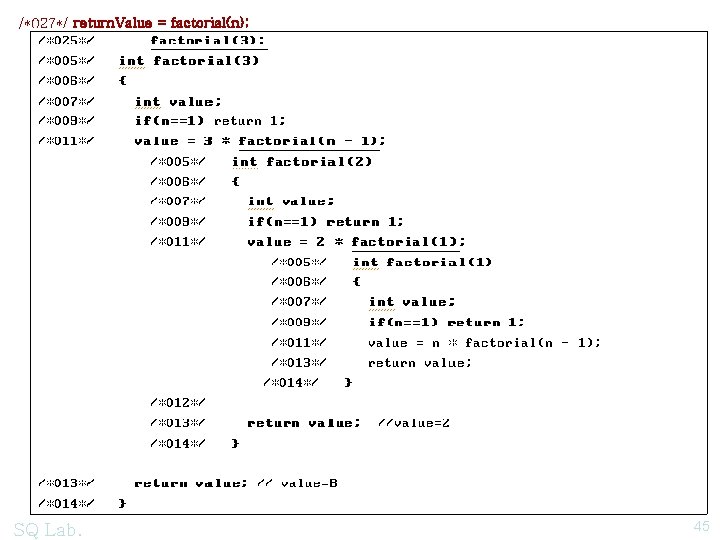 /*027*/ return. Value = factorial(n); SQ Lab. 45 