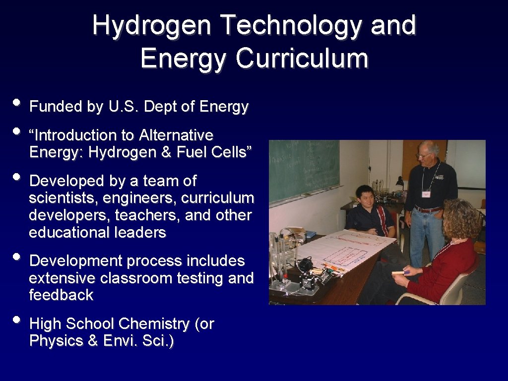 Hydrogen Technology and Energy Curriculum • Funded by U. S. Dept of Energy •