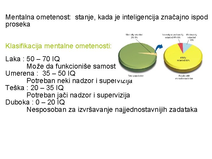 Mentalna ometenost: stanje, kada je inteligencija značajno ispod proseka Klasifikacija mentalne ometenosti: Laka :