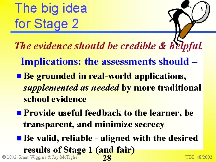 The big idea for Stage 2 The evidence should be credible & helpful. Implications:
