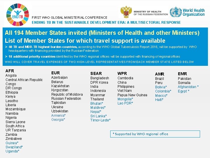 FIRST WHO GLOBAL MINISTERIAL CONFERENCE ENDING TB IN THE SUSTAINABLE DEVELOPMENT ERA: A MULTISECTORAL