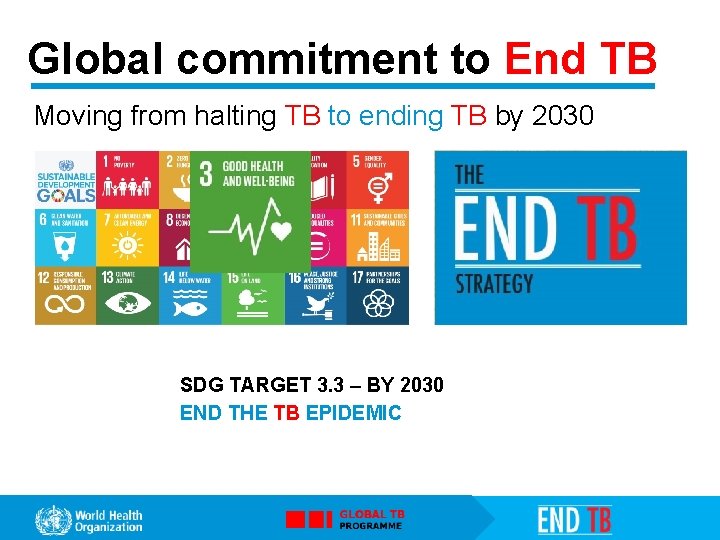Global commitment to End TB Moving from halting TB to ending TB by 2030