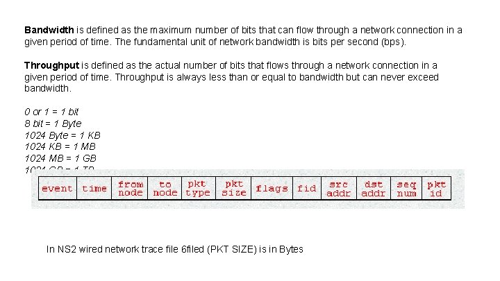 Bandwidth is defined as the maximum number of bits that can flow through a