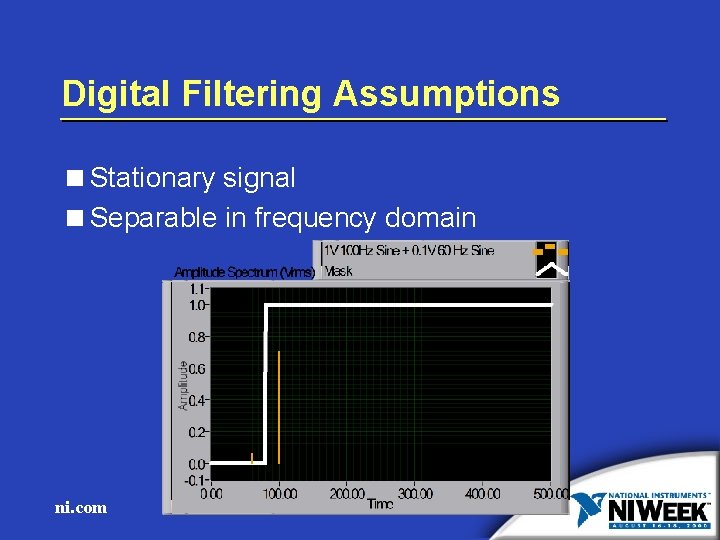 Digital Filtering Assumptions <Stationary signal <Separable in frequency domain ni. com 