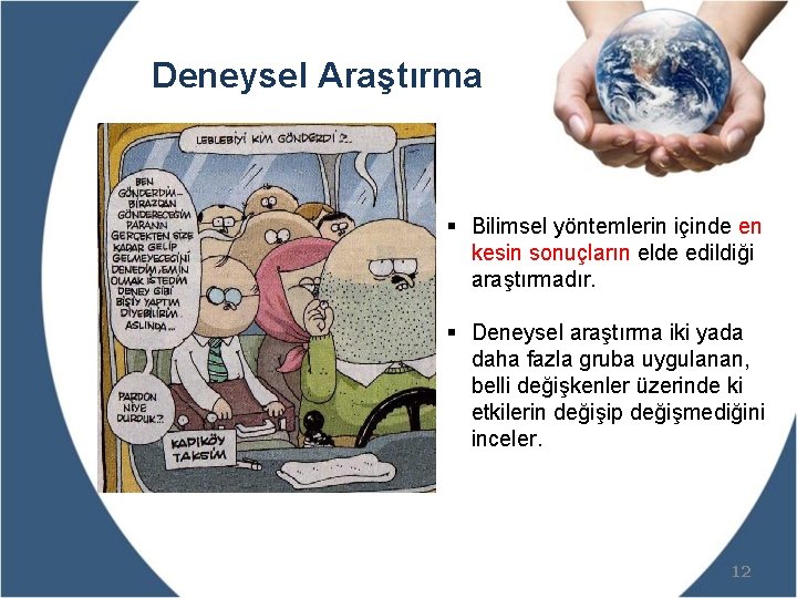 Deneysel Araştırma § Bilimsel yöntemlerin içinde en kesin sonuçların elde edildiği araştırmadır. § Deneysel