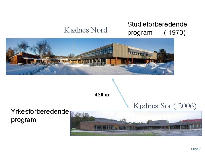 Kjølnes Nord Studieforberedende program ( 1970) 450 m Yrkesforberedende program Kjølnes Sør ( 2006)