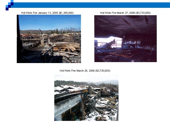 Hot Work Fire January 13, 2005 ($1, 385, 000) Hot Work Fire March 27,