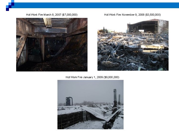 Hot Work Fire March 8, 2007 ($7, 000) Hot Work Fire November 9, 2008
