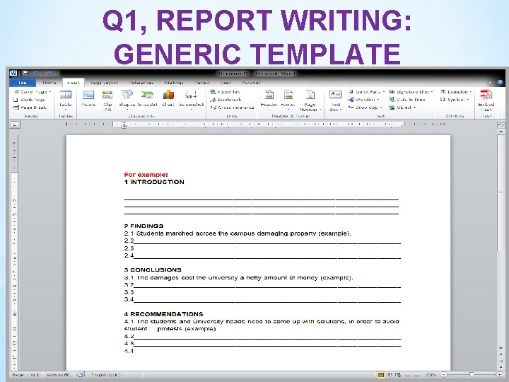 Q 1, REPORT WRITING: GENERIC TEMPLATE 