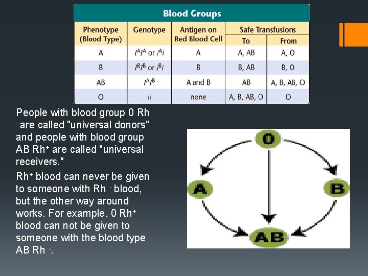 People with blood group 0 Rh - are called "universal donors" and people with