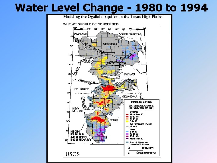 Water Level Change - 1980 to 1994 