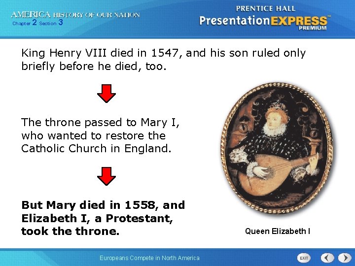 Chapter 2 Section 3 King Henry VIII died in 1547, and his son ruled