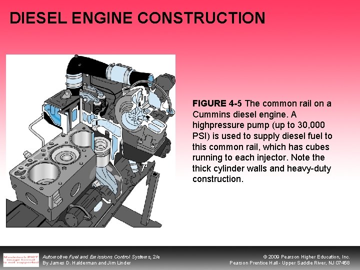 DIESEL ENGINE CONSTRUCTION FIGURE 4 -5 The common rail on a Cummins diesel engine.