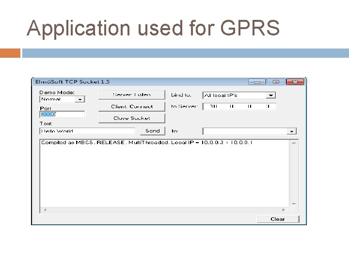 Application used for GPRS 