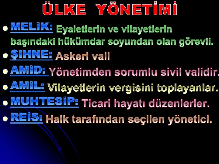 ÜLKE YÖNETİMİ l l l 