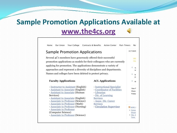 Sample Promotion Applications Available at www. the 4 cs. org 