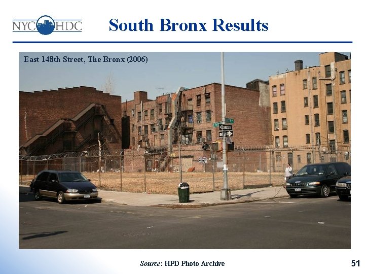 South Bronx Results East 148 th Street, The Bronx (2006) Source: HPD Photo Archive