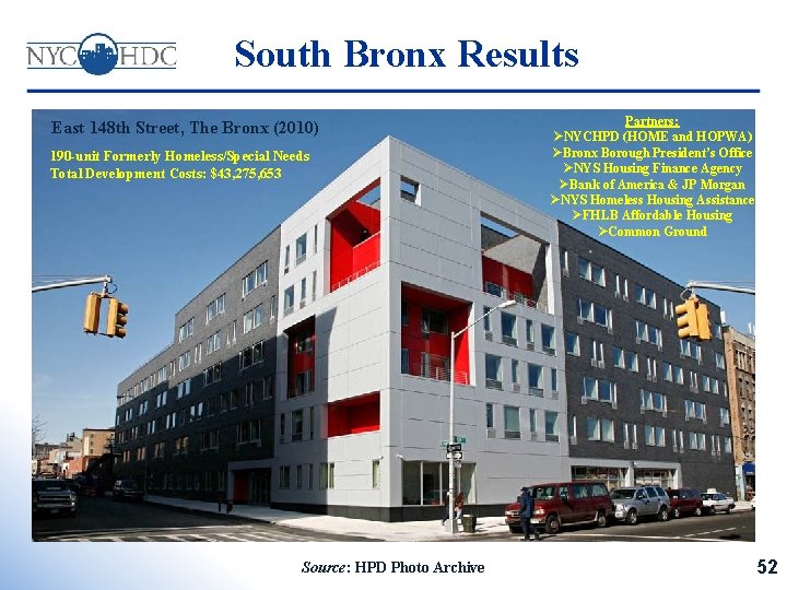 South Bronx Results East 148 th Street, The Bronx (2010) 190 -unit Formerly Homeless/Special