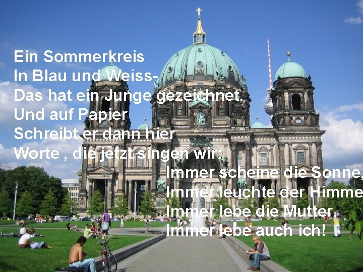 Ein Sommerkreis In Blau und Weiss. Das hat ein Junge gezeichnet. Und auf Papier