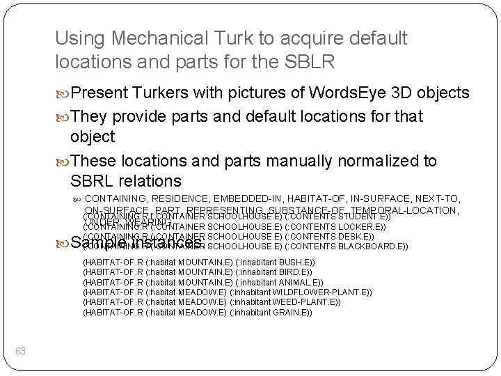 Using Mechanical Turk to acquire default locations and parts for the SBLR Present Turkers