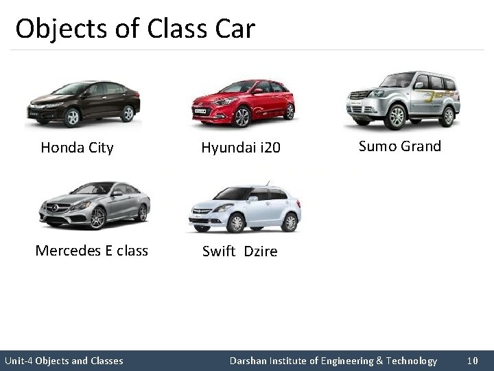 Objects of Class Car Honda City Hyundai i 20 I like C++ so much